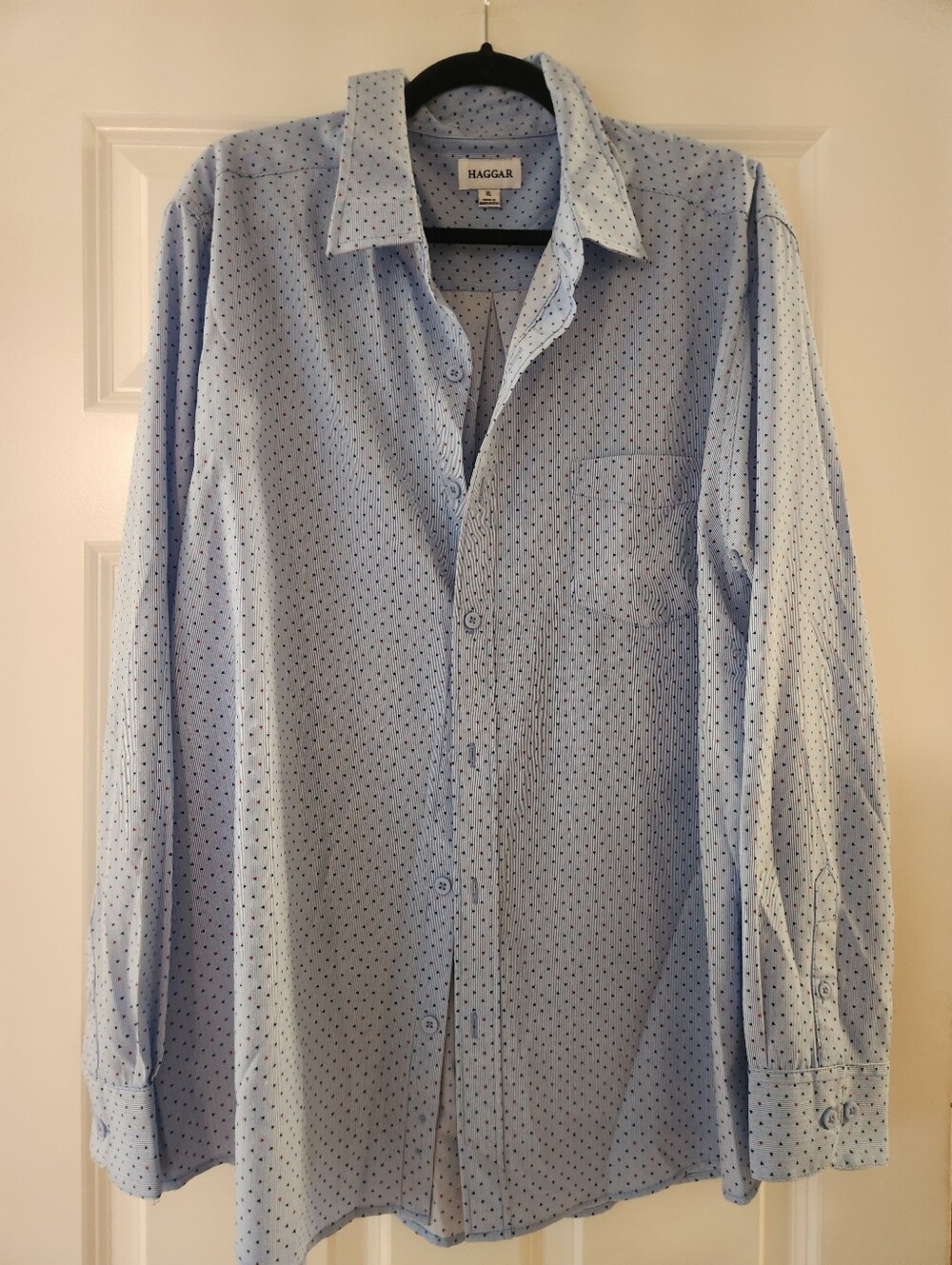 Men’s Light Blue Button-Up Shirt with Microdot Print, Two Shirts